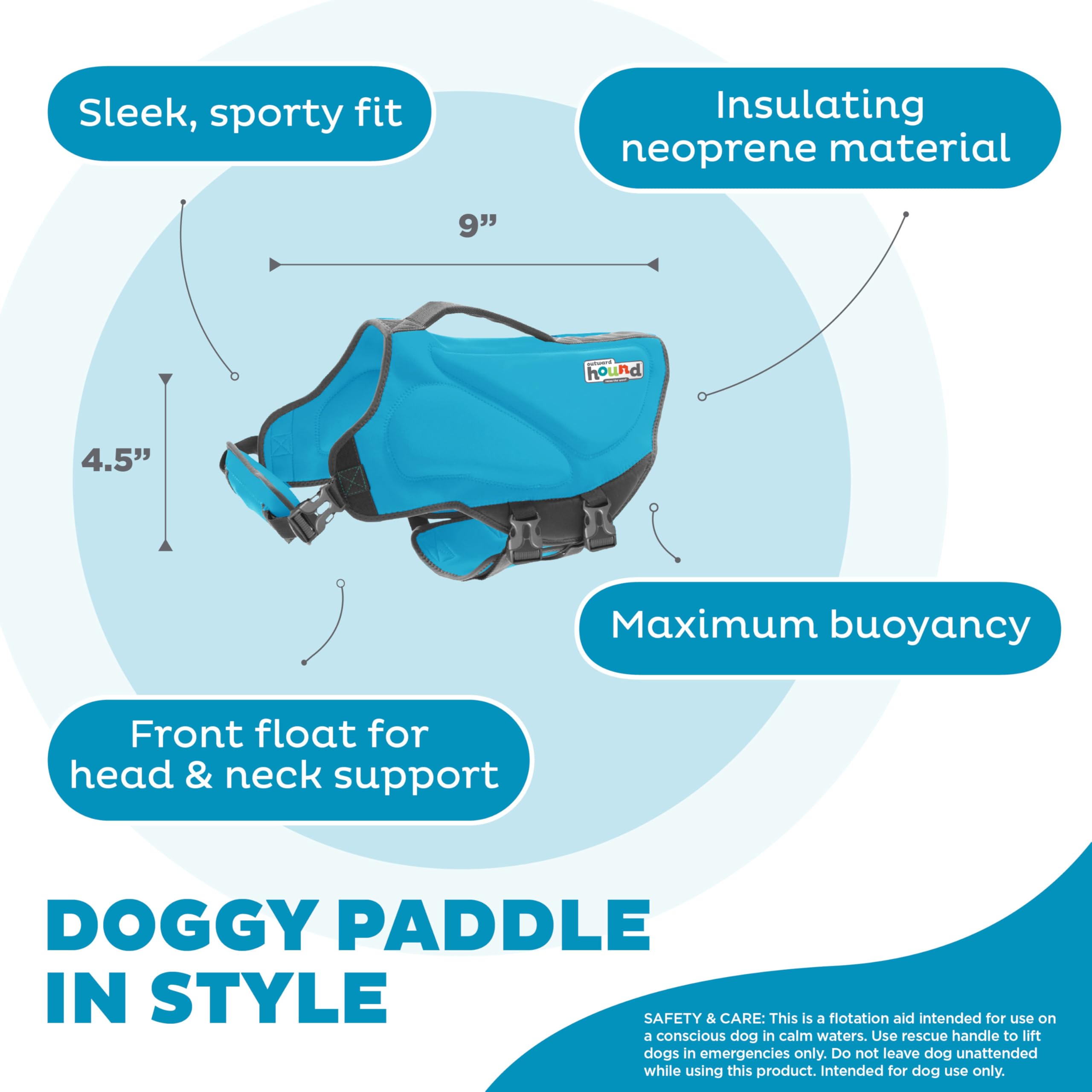 Outward Hound Dawson Swim Dog Life Jacket, High-Performance Neoprene Dog Life Vest For Swimming, Boating, And Water Safety, Xs,